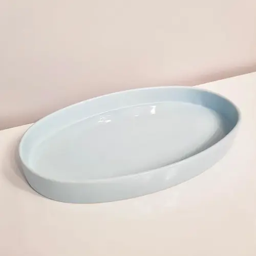 Bandeja de Cerâmica Oval Azul Antigo