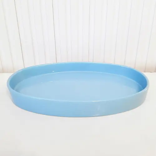 Bandeja de Cerâmica Oval Azul Bebê para Kit Higiene Bebê