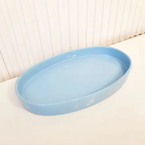 Bandeja de Cerâmica Oval Azul Bebê para Kit Higiene Bebê