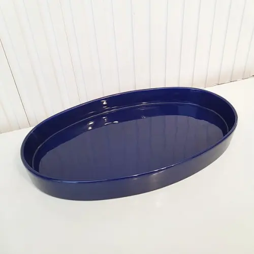 Bandeja de Cerâmica Oval Azul Marinho Kit Higiene Bebê