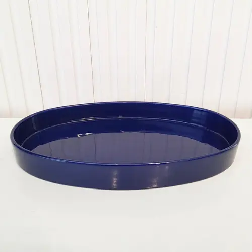 Bandeja de Cerâmica Oval Azul Marinho Kit Higiene Bebê
