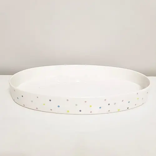 Bandeja de Cerâmica Oval Branca com Poás Coloridos