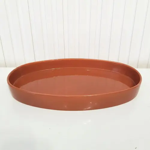 Bandeja de Cerâmica Oval Caramelo / Terracota Kit Higiene