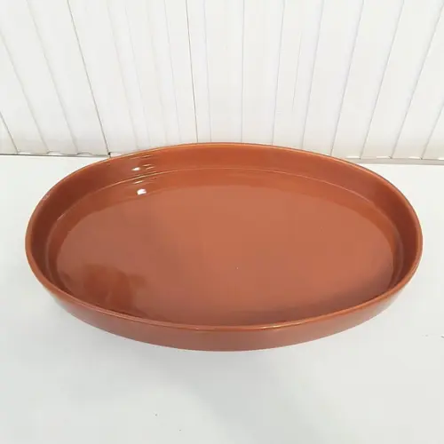 Bandeja de Cerâmica Oval Caramelo / Terracota Kit Higiene