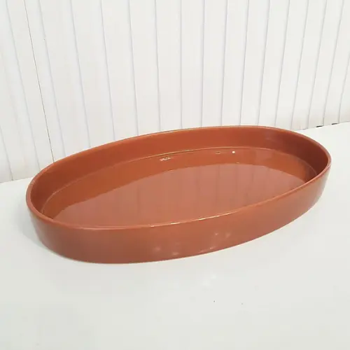 Bandeja de Cerâmica Oval Caramelo / Terracota Kit Higiene