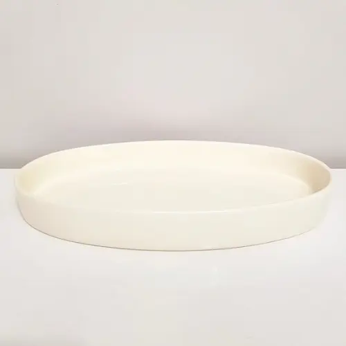 Bandeja de Cerâmica Oval Creme para Kit Higiene Bebê