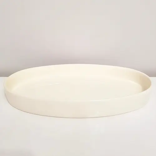 Bandeja de Cerâmica Oval Creme para Kit Higiene Bebê