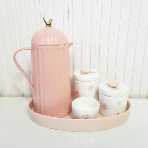 Bandeja de Cerâmica Oval Rosa Rosé