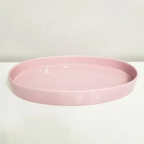 Bandeja de Cerâmica Oval Rosa Bebê para Kit Higiene