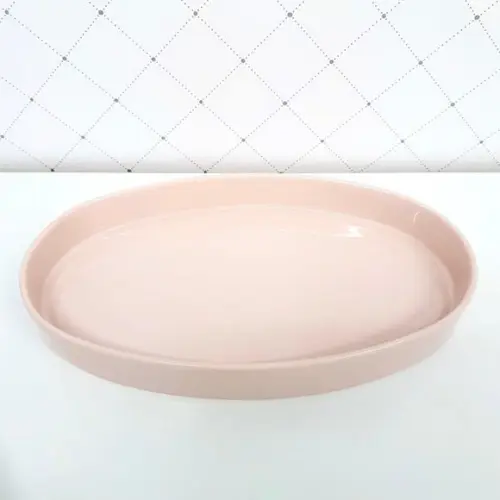Bandeja de Cerâmica Oval Rosa Rosé