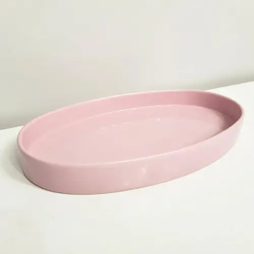 Bandeja de Cerâmica Oval Rosa Bebê para Kit Higiene