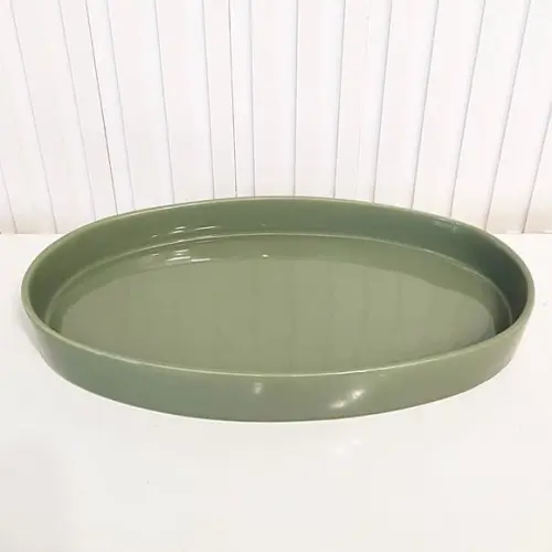 Bandeja de Cerâmica Oval Verde Militar / Oliva Kit Higiene