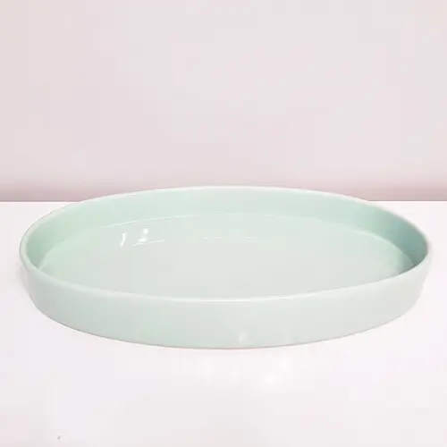 Bandeja de Cerâmica Oval Verde Bebê