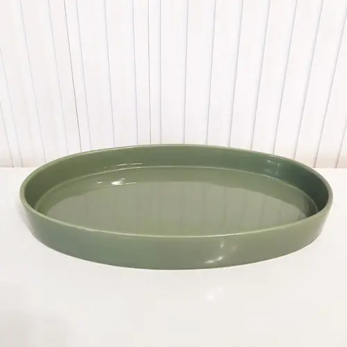 Bandeja de Cerâmica Oval Verde Militar / Oliva Kit Higiene