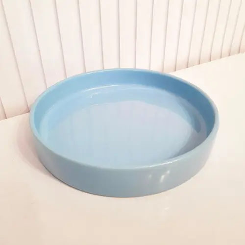 Bandeja de Cerâmica Redonda Pequena Azul Bebê Kit Higiene