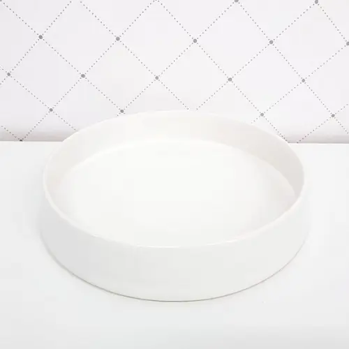 Bandeja de Cerâmica Redonda Pequena Branca