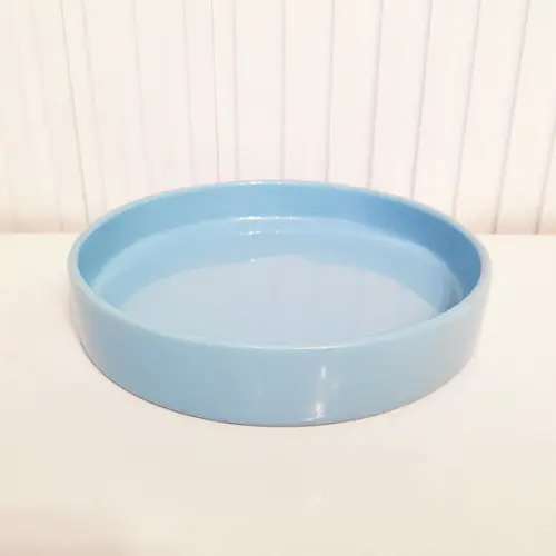 Bandeja de Cerâmica Redonda Pequena Azul Bebê Kit Higiene