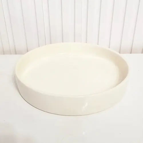 Bandeja de Cerâmica Redonda Pequena Creme Nude