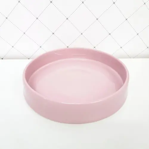 Bandeja de Cerâmica Redonda Pequena Rosa Bebê