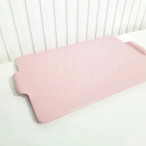 Bandeja de Cerâmica Reta Rosa Bebê para Kit Higiene Bebê