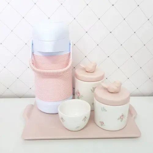 Bandeja de Cerâmica Reta Rosa Rosé