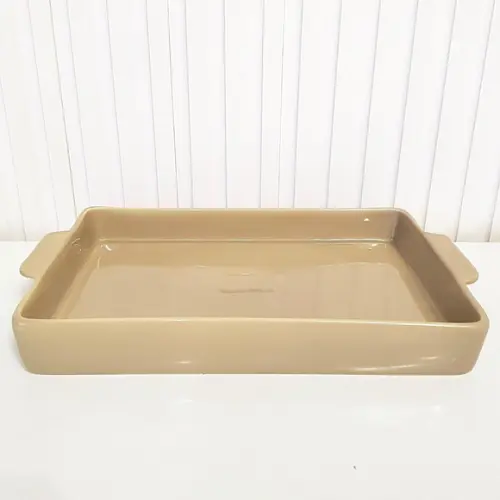 Bandeja de Cerâmica Retangular 20x30cm - Cáqui