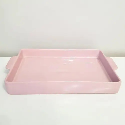 Bandeja de Cerâmica Retangular 20x30cm - Rosa Bebê