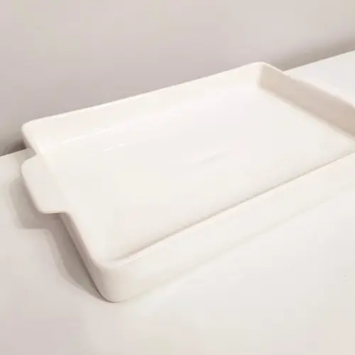 Bandeja de Cerâmica Retangular 20x30cm - Branca