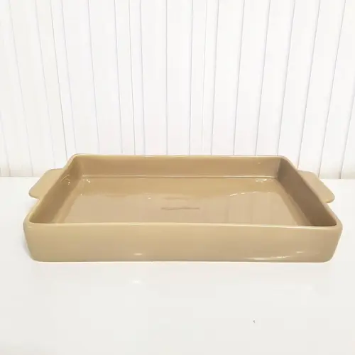 Bandeja de Cerâmica Retangular 20x30cm - Cáqui