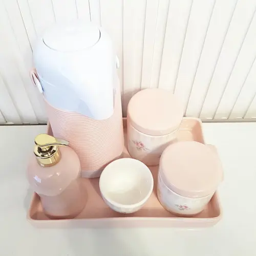 Bandeja de Cerâmica Retangular 20x30cm - Rosa Rosé