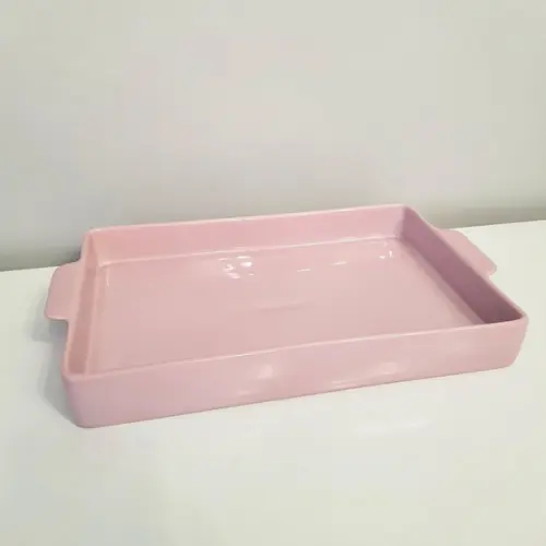 Bandeja de Cerâmica Retangular 20x30cm - Rosa Bebê