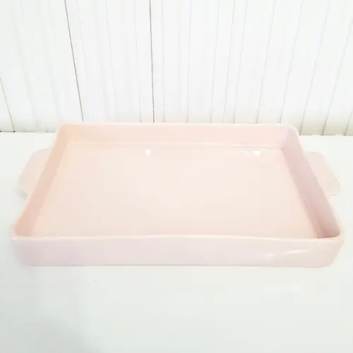 Bandeja de Cerâmica Retangular 20x30cm - Rosa Rosé