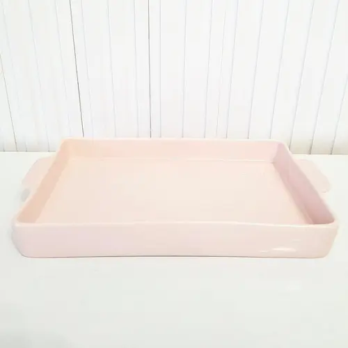 Bandeja de Cerâmica Retangular 20x30cm - Rosa Rosé