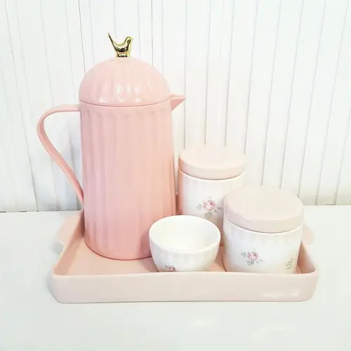 Bandeja de Cerâmica Retangular 20x30cm - Rosa Rosé