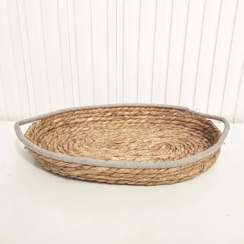 Cesto / Bandeja Palha Seagrass c/ Cinza 38x25cm