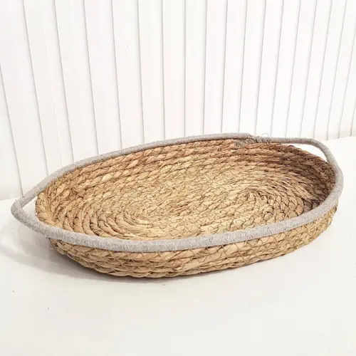 Cesto / Bandeja Palha Seagrass c/ Cinza 38x25cm