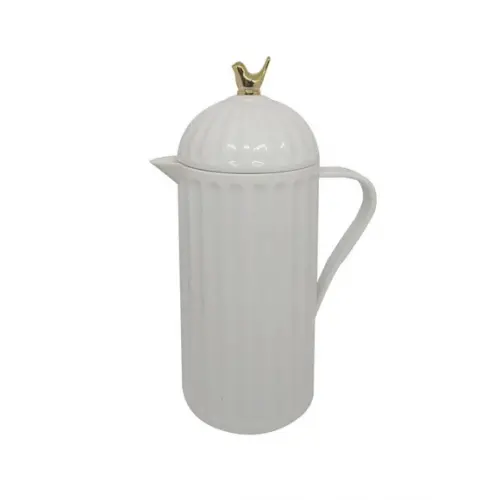 Garrafa Térmica 1l Bird Branca e Dourado