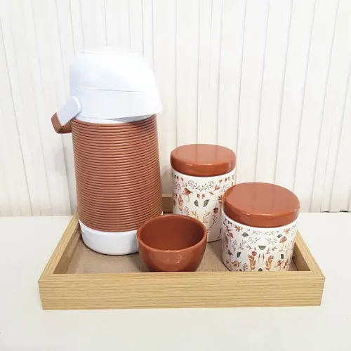 Garrafa Térmica com Capa Alinhavada Terracota / Telha