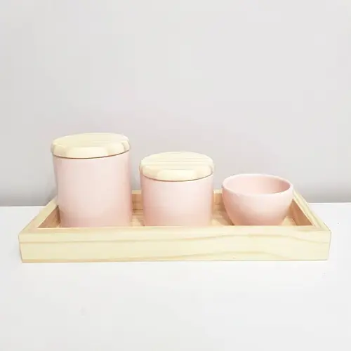 Kit Higiene 13x33cm Rosa Rosé Madeira Pinus
