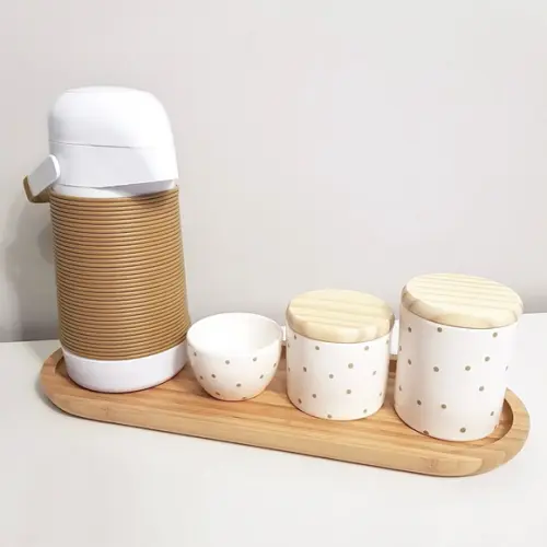Kit Higiene 16x44cm Poás Cáqui - Térm. Alinhavada Caramelo