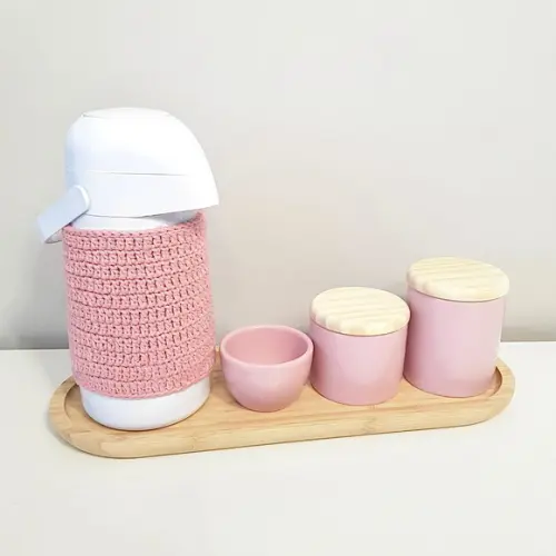 Kit Higiene 16x44cm Rosa Bebê Pinus - Bandeja Bambu