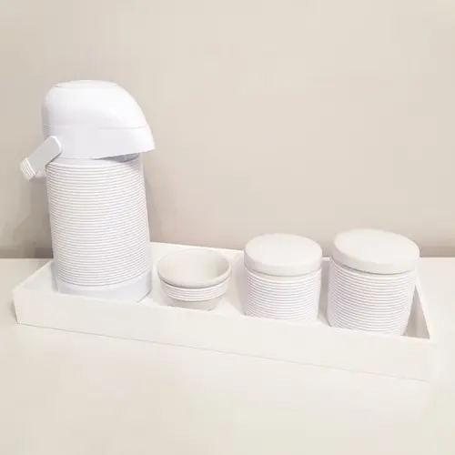 Kit Higiene 16x45cm Branco Alinhavado