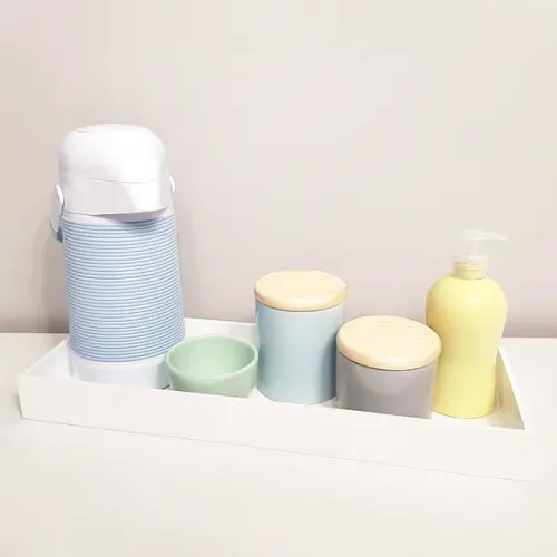 Kit Higiene 16x45cm Azul, Verde, Amarelo e Cinza