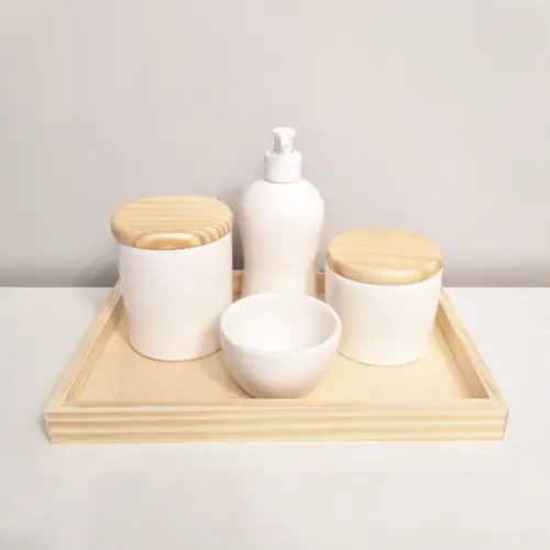 Kit Higiene 22x32cm Branco 5 Peças - Pinus