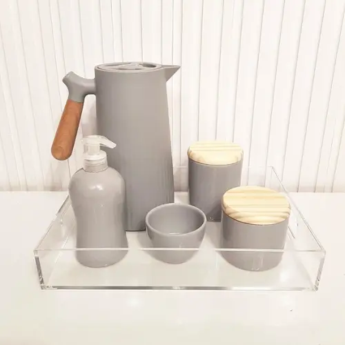 Kit Higiene 20x35cm Cinza - Térm. Alinhavada