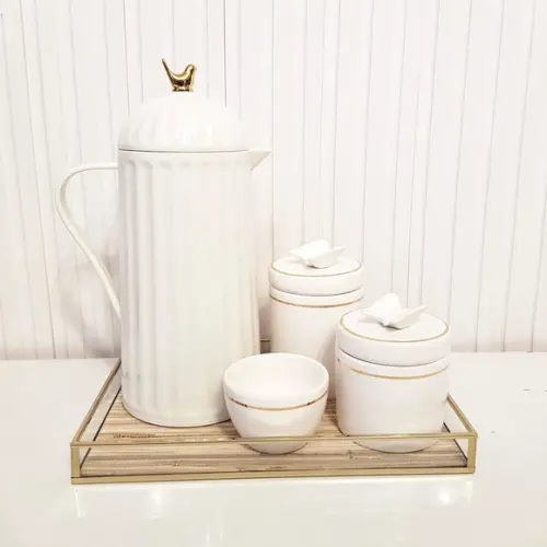 Kit Higiene 20x30cm Branco Filete Dourado - Térmica Bird