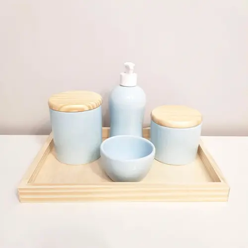 Kit Higiene 22x32cm Azul Antigo 5 Peças - Pinus