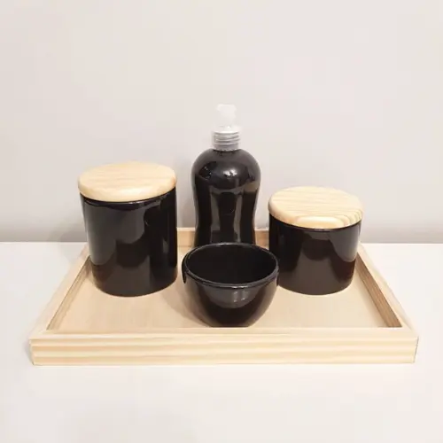 Kit Higiene 22x32cm Preto 5 Peças - Pinus