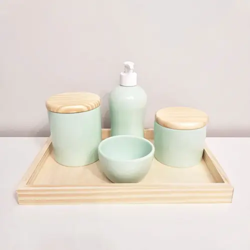 Kit Higiene 22x32cm Verde Bebê 5 Peças - Pinus