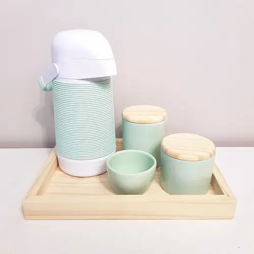 Kit Higiene 22x32cm Verde Bebê Pinus - Térmica Alinhavada